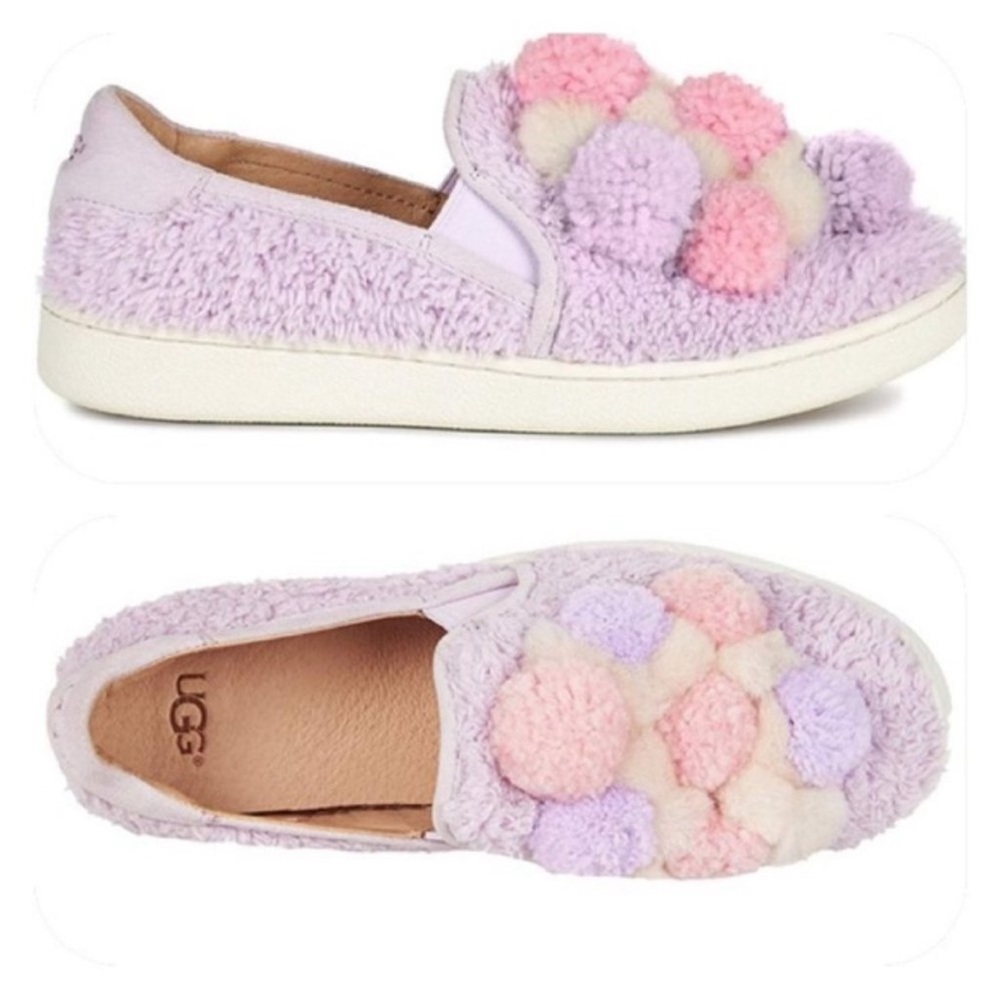 Ugg Ricci Pom Pom Slip Ons - Lavender Fog